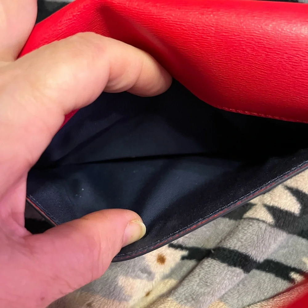 Tory Burch NWT Red and Navy Leather Wallet in Chain  Crossbody Bag - Picture 7 of 15